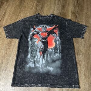 Vintage DC Superman Doomsday Reversible Gray Acid Wash T-Shirt Mens Size Medium